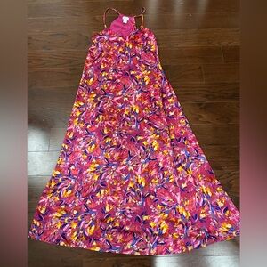 Nicole Miller Womens Dress Floral Charmeuse Satin Bright Floral Print Maxi Sz XL